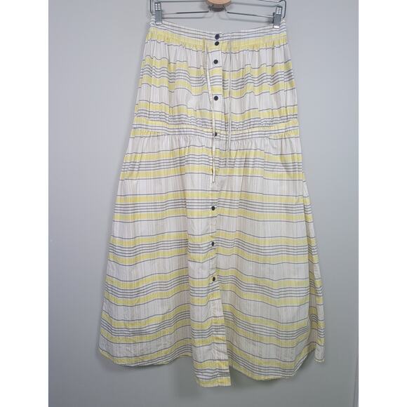S/W/F Anthropologie M A Line Poplin Cotton Plaid Buttons Long Maxi Skirt - Picture 1 of 8